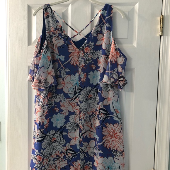 Ladies Bobeau Cold Shoulder Multi Floral dress. - Picture 3 of 5